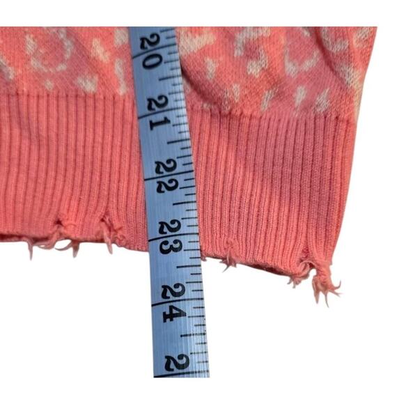 Anthropologie Fate Size M Pullover V-Neck Pink Sweater Animal Print Distressed - Picture 6 of 9